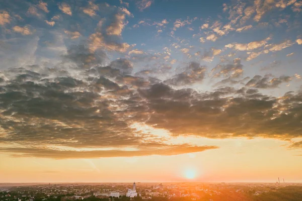 Tramonto Più Soleggiato Vista Aerea Del Centro Kaunas Kaunas Seconda — Foto Stock