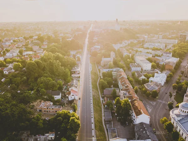 Manhã Cedo Vista Aérea Centro Cidade Kaunas Kaunas Segunda Maior — Fotografia de Stock