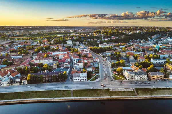 Вид Воздуха Старый Город Каунаса Летний Вечер Каунас Является Вторым — стоковое фото