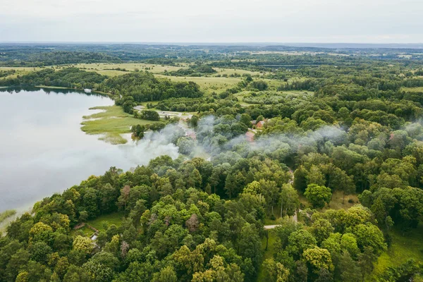 Drone Vista Aérea Del Lago Galve Trakai Lituania Cuenta Con — Foto de Stock