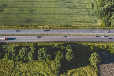 Havadan görünümü karayolu County'de Kaunas, Litvanya