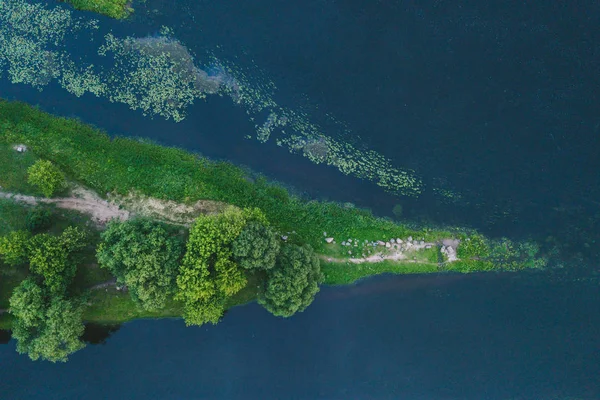 Вид Воздуха Остров Нямунас Каунасе Каунас Является Вторым Величине Городом — стоковое фото