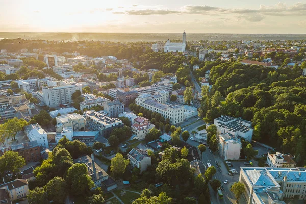 Вид Воздуха Центр Каунаса Каунас Является Вторым Величине Городом Литве — стоковое фото