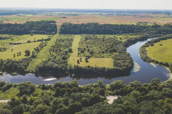 Vista Aérea Del Río Nevezis Sexto Río Más Largo Lituania — Foto de Stock