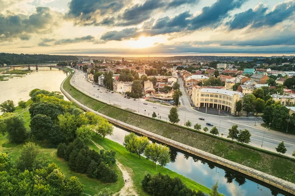 Vista Aérea Centro Cidade Kaunas Kaunas Segunda Maior Cidade Lituânia — Fotografia de Stock