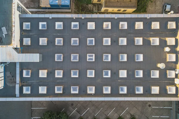 Вид Воздуха Плоскую Крышу Промышленного Здания — стоковое фото