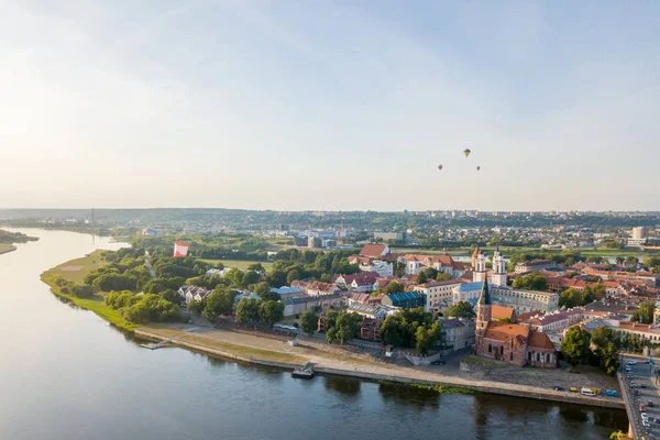 Légi Felvétel Kaunas Óvárosától Kaunas Ország Második Legnagyobb Városa Történelmileg — Stock Fotó