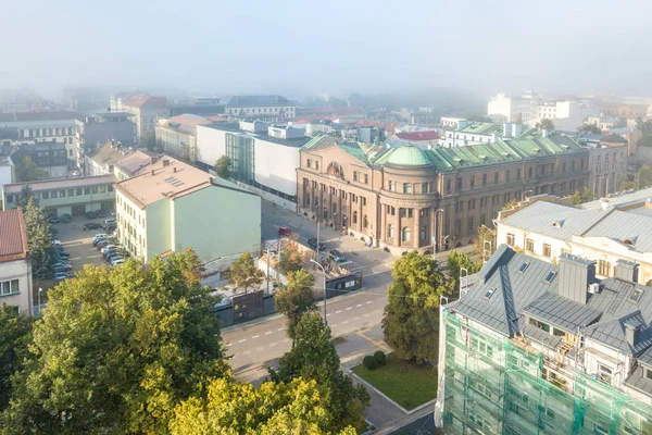 Foggy Morning Aerial View Kaunas City Center Kaunas Second Largest — Stock Photo, Image