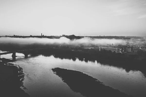 Autumm Ομίχλη Πάνω Από Την Παλιά Πόλη Του Κάουνας Λιθουανία — Φωτογραφία Αρχείου