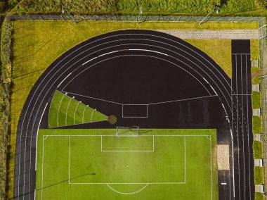 Boş Stadyumu, dron havadan görünümü. Panevezys, Litvanya