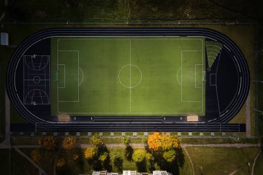 Boş Stadyumu, dron havadan görünümü. Panevezys, Litvanya
