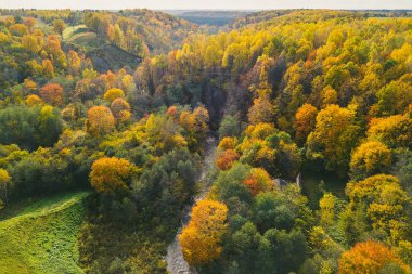Drone Neris Bölge Parkı hava görünümünü. Park yaklaşık 10,000 hektar Litvanya kapsar.