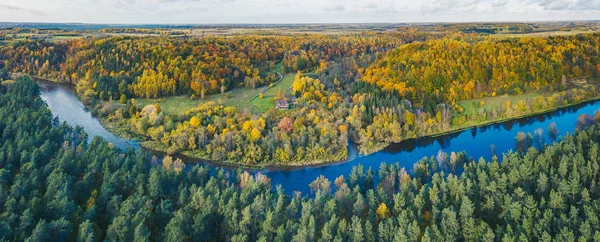 涅里斯区域公园无人机鸟瞰图 在立陶宛 公园占地约1万公顷 — 图库照片