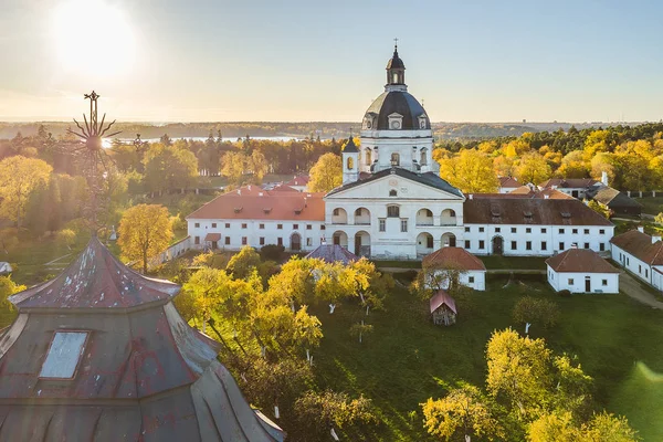 Monasterio Pazaislis Kaunas Lituania Vista Aérea Del Dron Colores Otoñales — Foto de Stock
