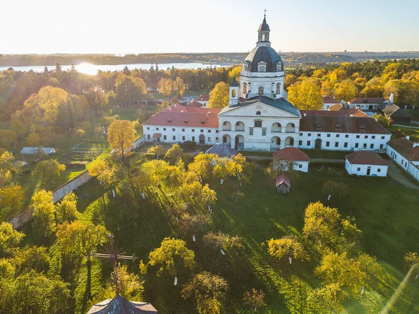 Monasterio Pazaislis Kaunas Lituania Vista Aérea Del Dron Colores Otoñales — Foto de Stock