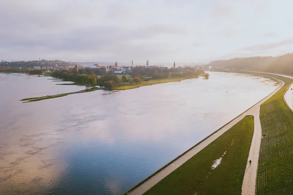 Drone Légifelvételek Kaunas Összefolyásánál Park Parkban Található Nemunas Neris Folyó — Stock Fotó