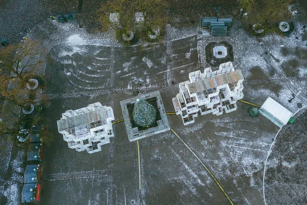 考纳斯古城的无人机鸟瞰图 — 图库照片