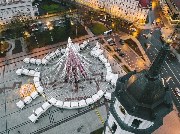 Drone Aerial View Vilnius Christmas Tree Lithuania — Stock Photo, Image