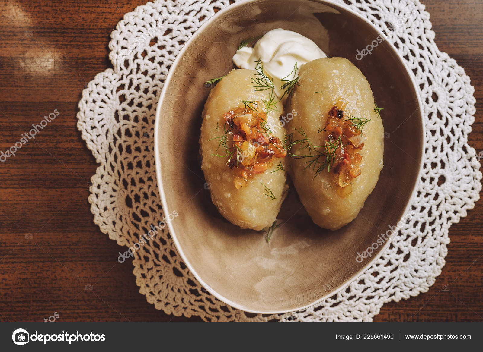 Traditional Lithuanian Dish Stuffed Potato Dumplings Cepelinai