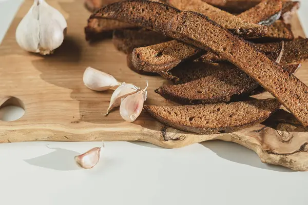 Lithuanian Fried Bread Dark Rye Bread Deep Fried Oil Generously — Stock Photo, Image