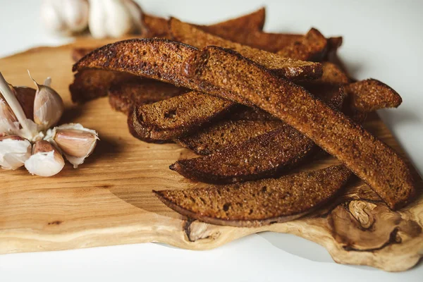 Lithuanian Fried Bread Dark Rye Bread Deep Fried Oil Generously — Stock Photo, Image