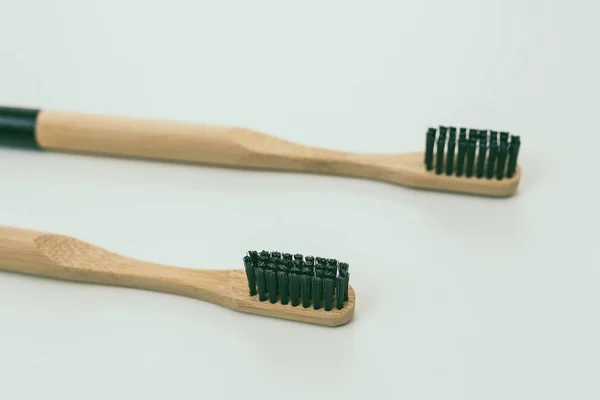 Bamboo Toothbrush Closeup View Isolated White Background — Stock Photo, Image