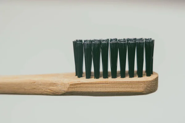 Bamboo Toothbrush Closeup View Isolated White Background — Stock Photo, Image