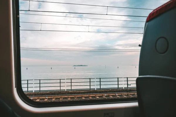 Венеция Италия Вид Через Окно Поезда — стоковое фото