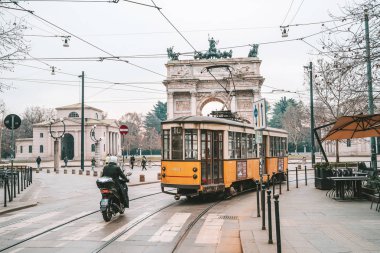 Ünlü vintage tramvay, Milan, İtalya