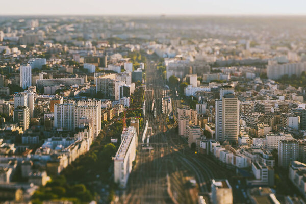 Aerial view of Paris, France. View from Montparnasse Tower