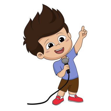 Kid sing a song.vector and illustration. clipart