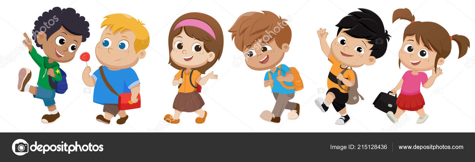 boy walking to school clipart