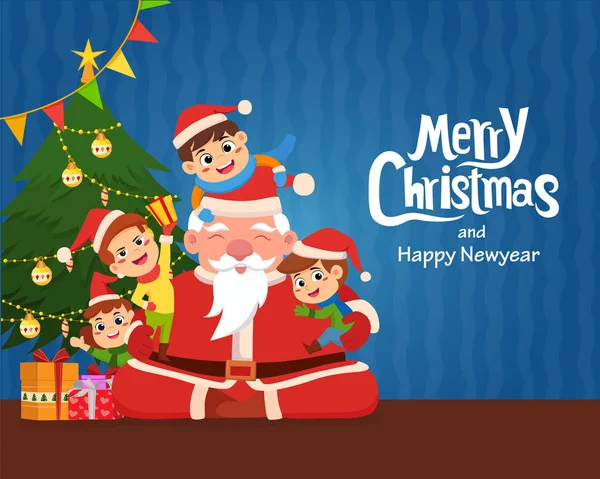Parti Noel kartı tüm çocuklar birlikte yeni yıl Eve.Vector ve illüstrasyon zevk davet.