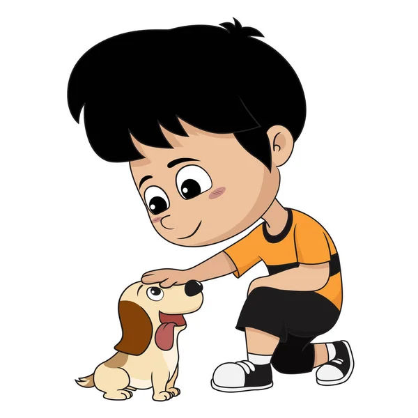 Un niño jugando con su perro . — Archivo Imágenes Vectoriales