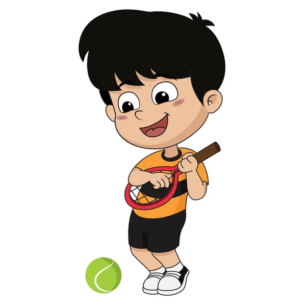 Junge spielt Tennis. — Stockvektor