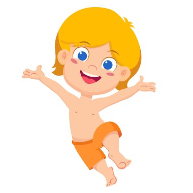 En iyi yaz çocuk açık hava etkinlikleri sahilde. Vektör ve illüstrasyon