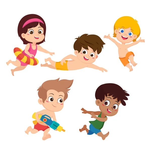 Best Summer Child Outdoor Activities Beach Vector Illustration — Stock Vector