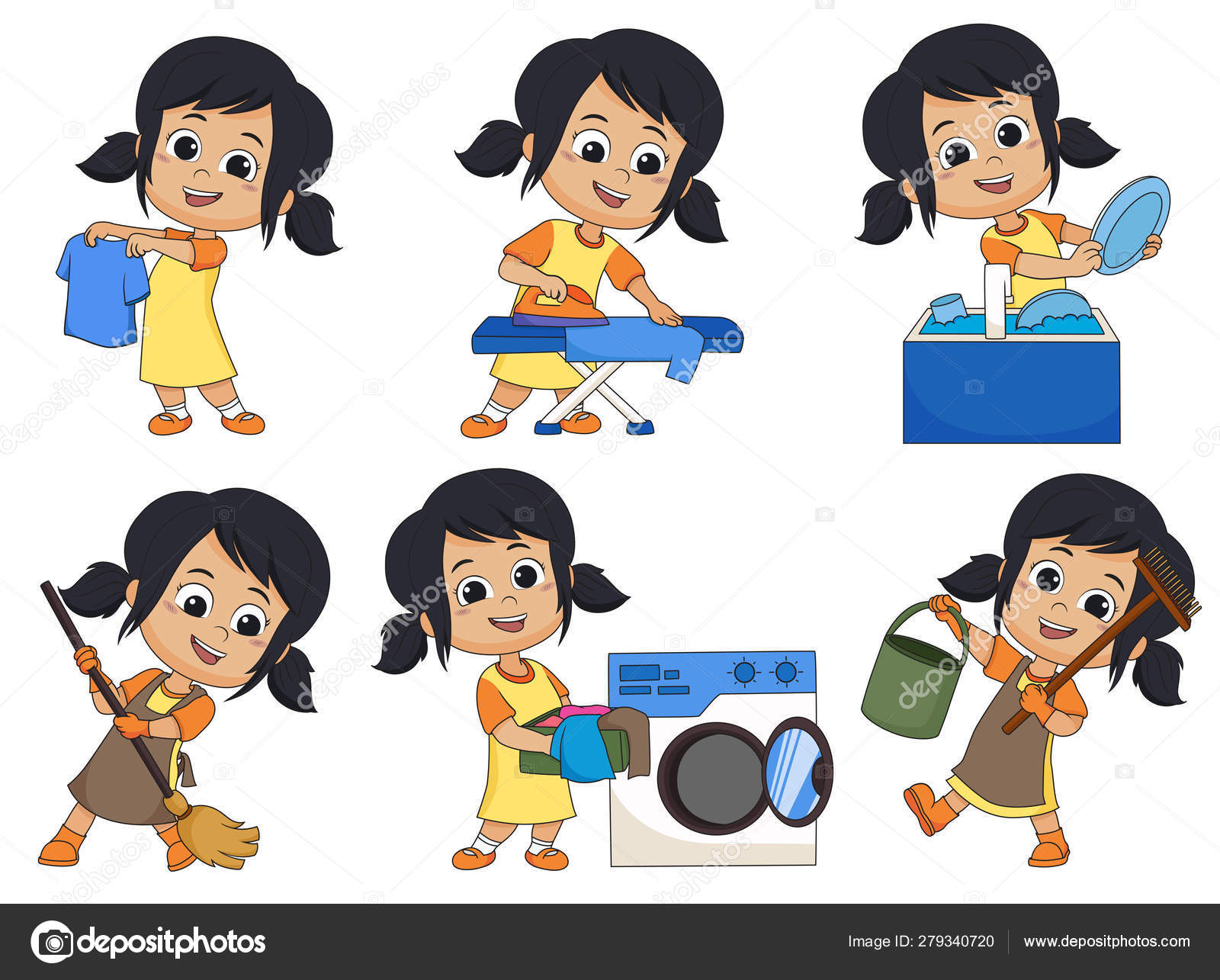 One Day Kid Helps Parents Many Things Mopping Laundry Washing Stock Vector Image by © #279340720 One Day Kid Helps Parents Many Things Mopping Laundry Washing Stock Vector Image by © #279340720