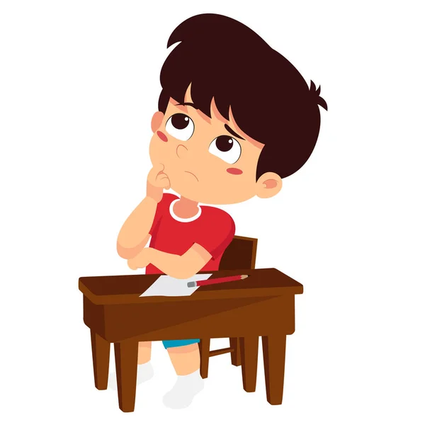 Kid thinking.vector e illustrazione . — Vettoriale Stock