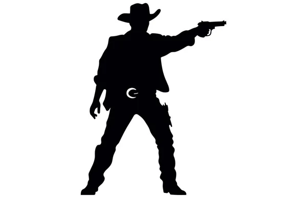 Cowboy Schießen Silhouette Vektor Illustration Cowboy Schießen Mit Einer Waffe Vektorgrafiken