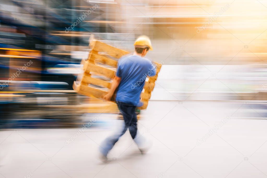 Worker In Motion | Man At Work Carrying a Forklift Pallet | Long Exposure Blurred