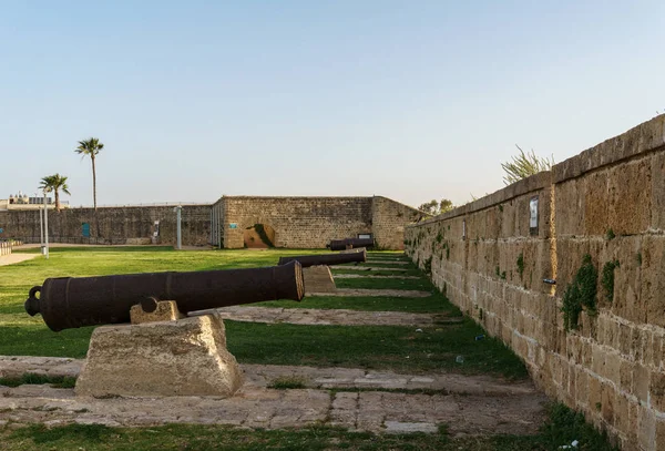 Acre Israel März 2018 Alte Acre Stadtmauern Israel Eine Schwere — Stockfoto