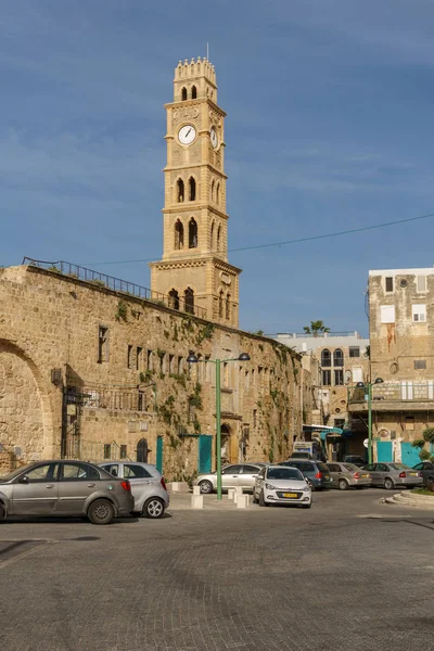 Acre Izrael 2018 Március Clock Tower Város Régi Akko — Stock Fotó