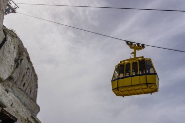 Rosh Hanikra, İsrail-24 Mart, 2018: Öldürülecek kabin füniküler yarıklar Rosh Hanikra İsrail'de.