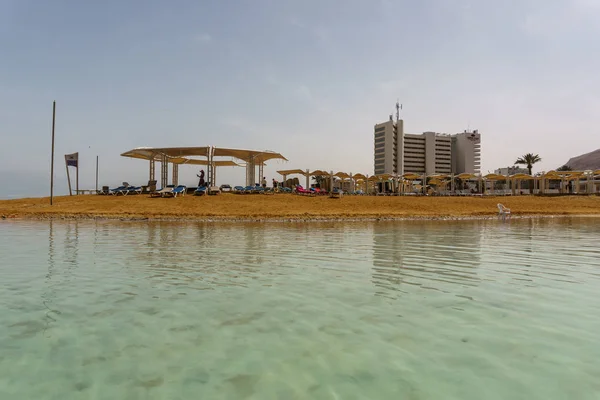 Ein Bokek Izrael 2018 Március Solar Strand Fehér Szálláshely Holt — Stock Fotó
