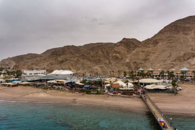 Eilat, İsrail - 28 Mart 2018: Sualtı Gözlemevi deniz Park adlı bir sahil yakınındaki Eilat, İsrail.