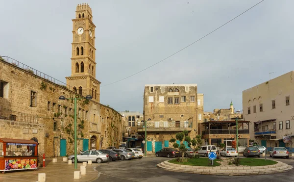 Acre, Izrael - 2018. április 3.: Clock tower, a város régi Akko, Izrael. — Stock Fotó