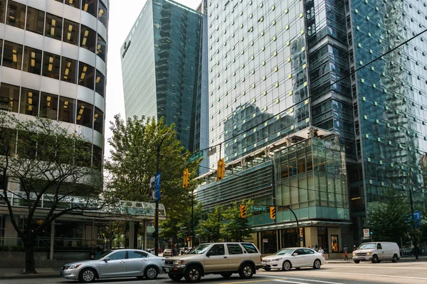 Vancouver Canada August 2018 Innenstadt Georgia Straße Mit Hohen Gebäuden — Stockfoto