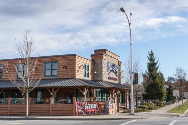 Surrey, Kanada - 10 Şubat 2019: Montana'nın restoranı Strip alışveriş merkezi veya Sunnyside semtindeki alışveriş merkezi.