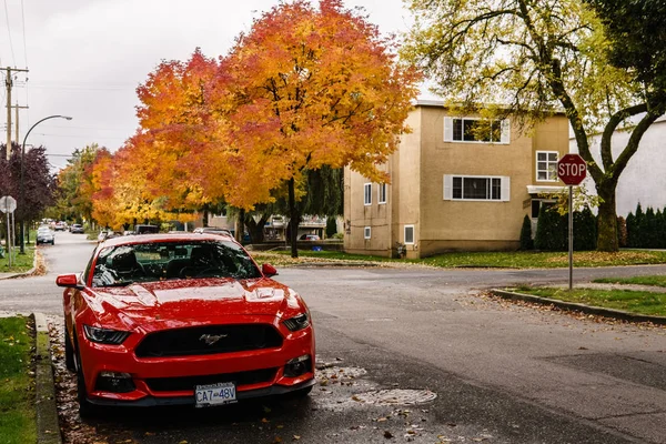 Vancouver, canada - 1. oktober 2018: street view wohngebiet herbstzeit goldene blätter. — Stockfoto